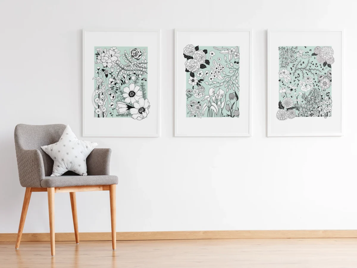 Silent Sanctuary | Botanical Collage Wall Art | Hidden Object Floral Print | 11x14