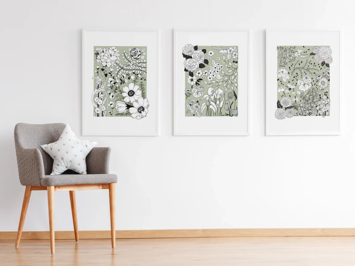 Silent Sanctuary | Botanical Collage Wall Art | Hidden Object Floral Print | 11x14