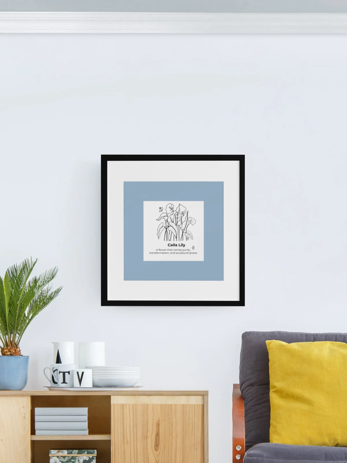 Calla Lily Inspiration | Botanical Line Art Print | Hidden Object Floral Wall Art | 8x8