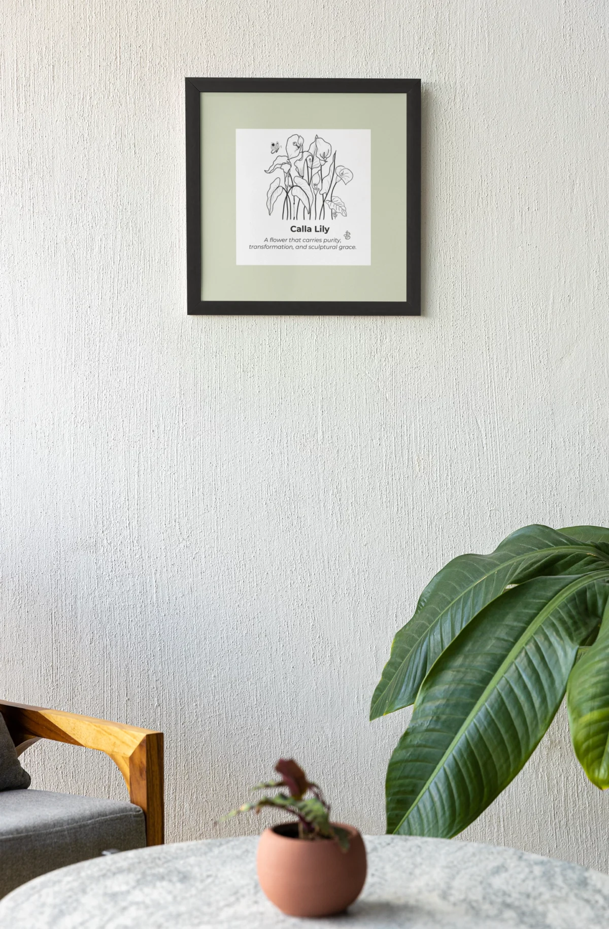 Calla Lily Inspiration | Botanical Line Art Print | Hidden Object Floral Wall Art | 8x8