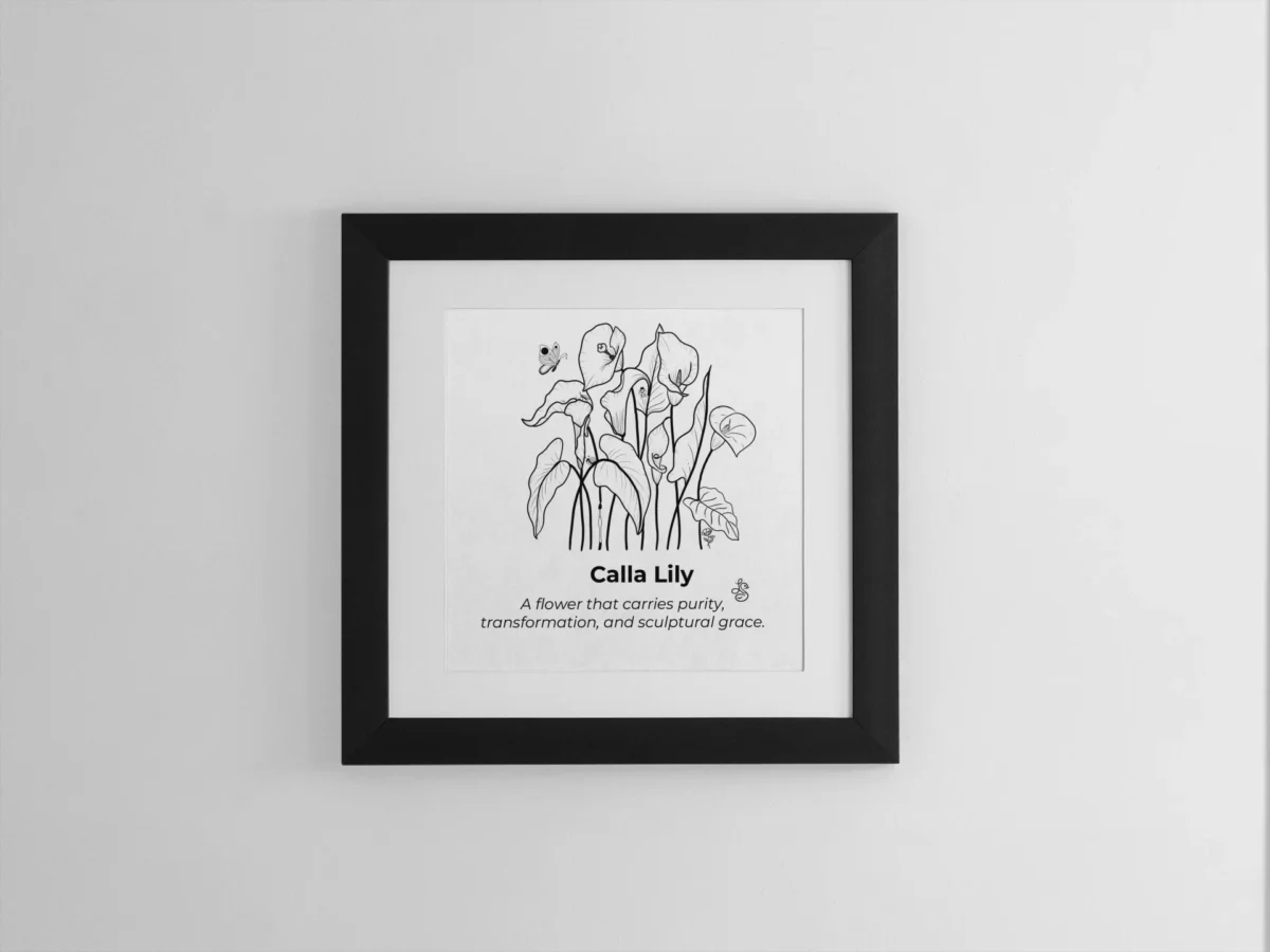 Calla Lily Inspiration | Botanical Line Art Print | Hidden Object Floral Wall Art | 8x8