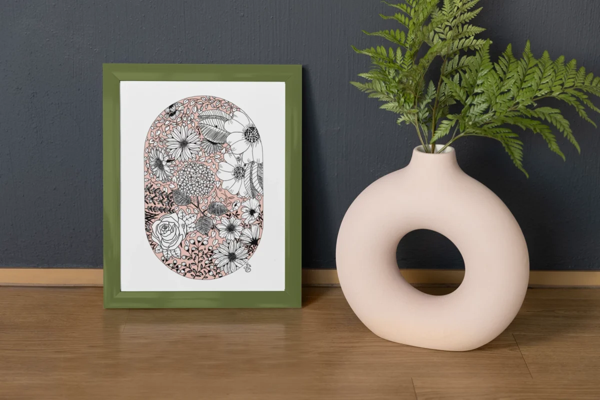 Cameo Meadow | Botanical Collage Art Print | Hidden Object Floral Wall Art | 8x10