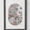 Cameo Meadow botanical collage art print in dark frame wall display by Line and Blossom Design