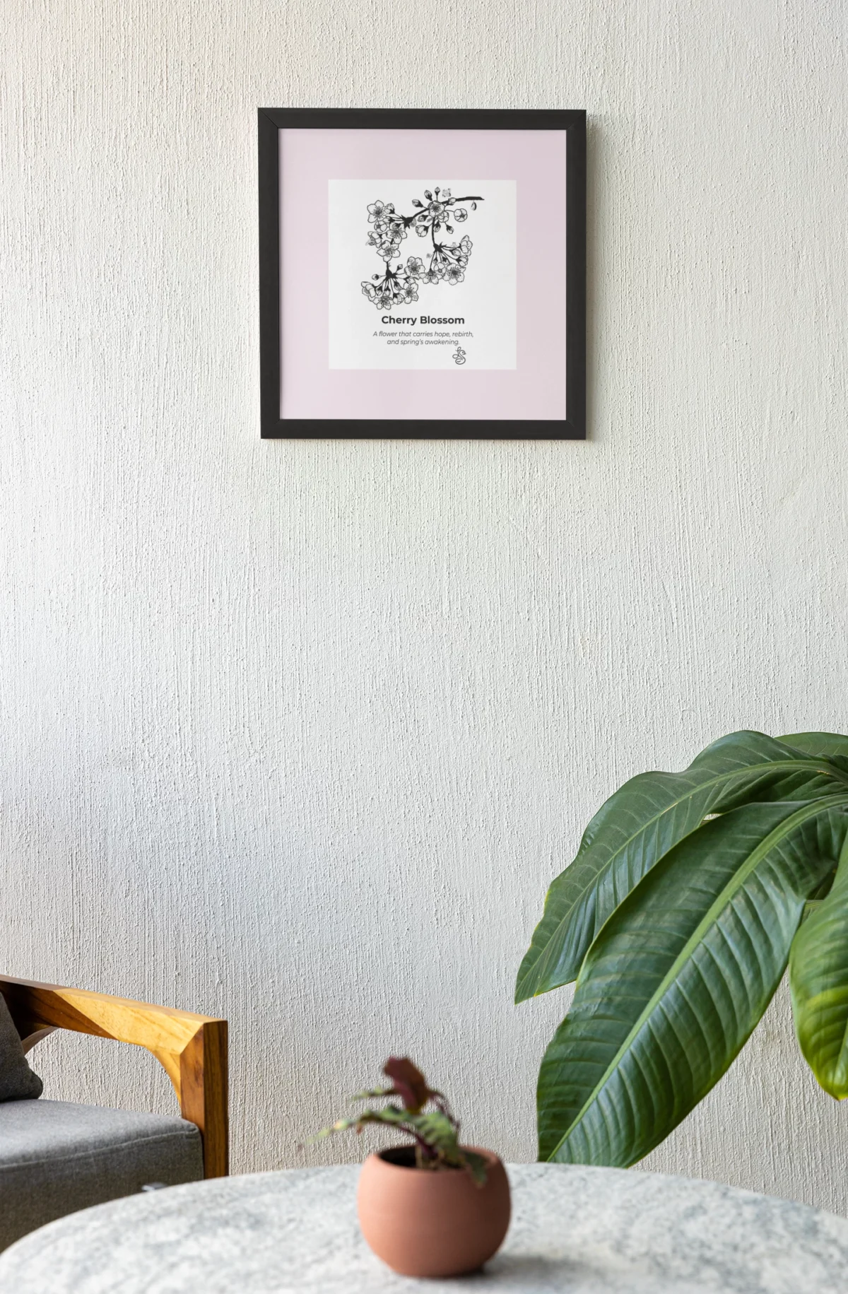 Cherry Blossom Inspiration | Botanical Line Art Print | Hidden Object Floral Wall Art | 8x8