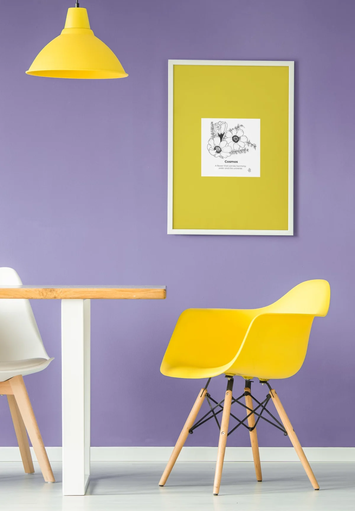 Cosmos Inspiration | Botanical Line Art Print | Hidden Object Floral Wall Art | 8x8