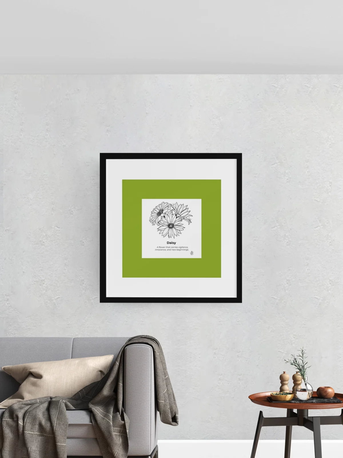 Daisy Inspiration | Botanical Line Art Print | Hidden Object Floral Wall Art | 8x8