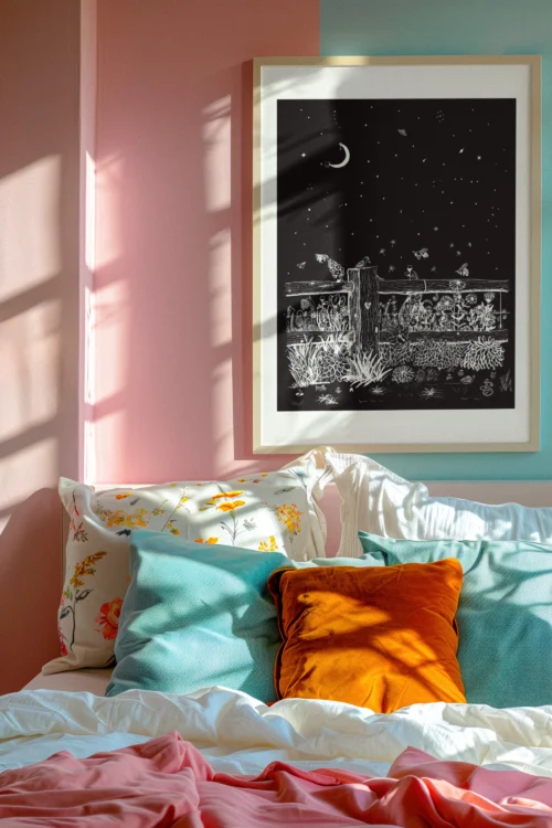 white on black botanical wall art