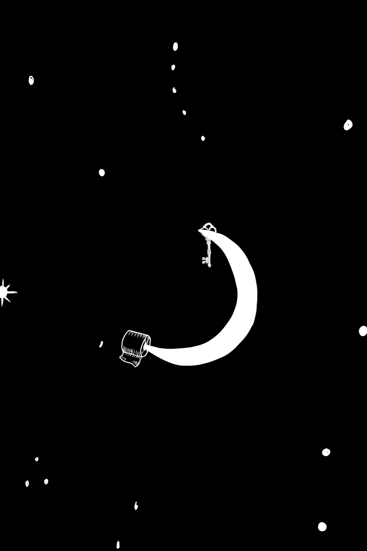 Fieldside After Dark | White on Black Botanical Wall Art | Hidden Object Line Art Print | 16x20