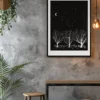white on black botanical wall art