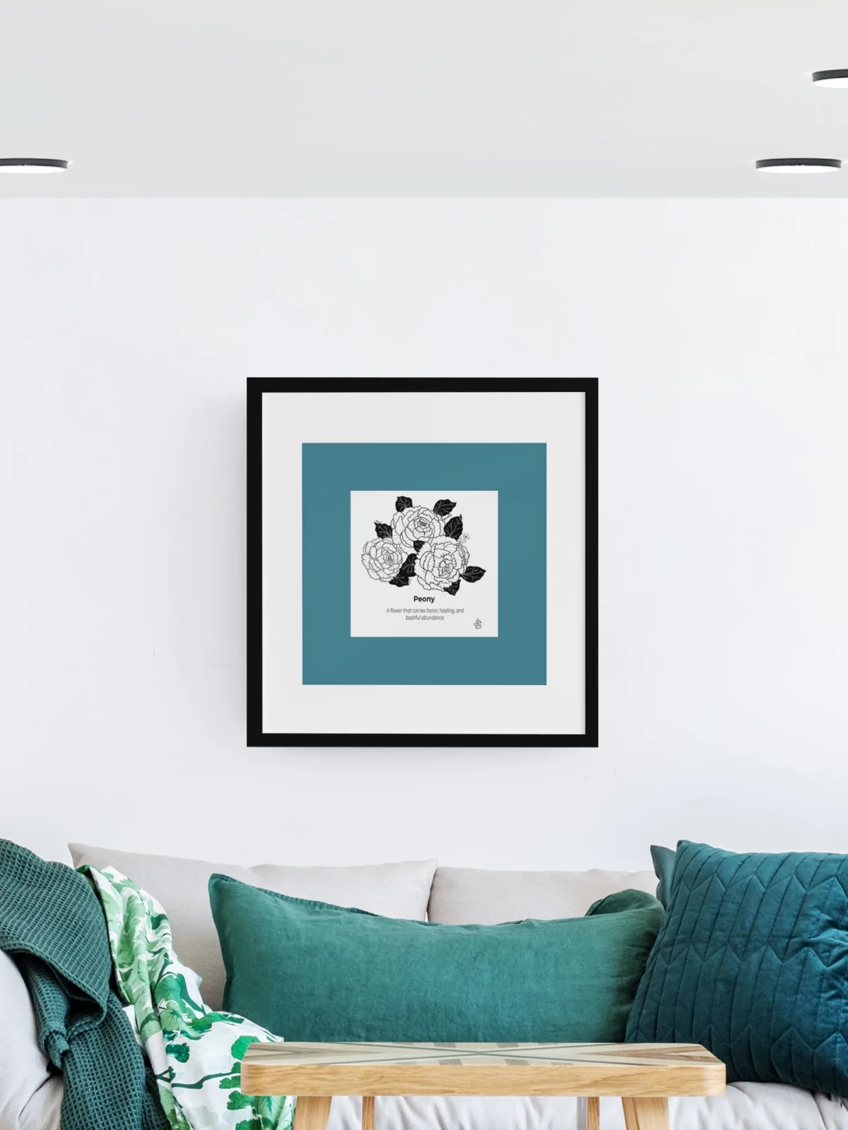 Peony Inspiration | Botanical Line Art Print | Hidden Object Floral Wall Art | 8x8