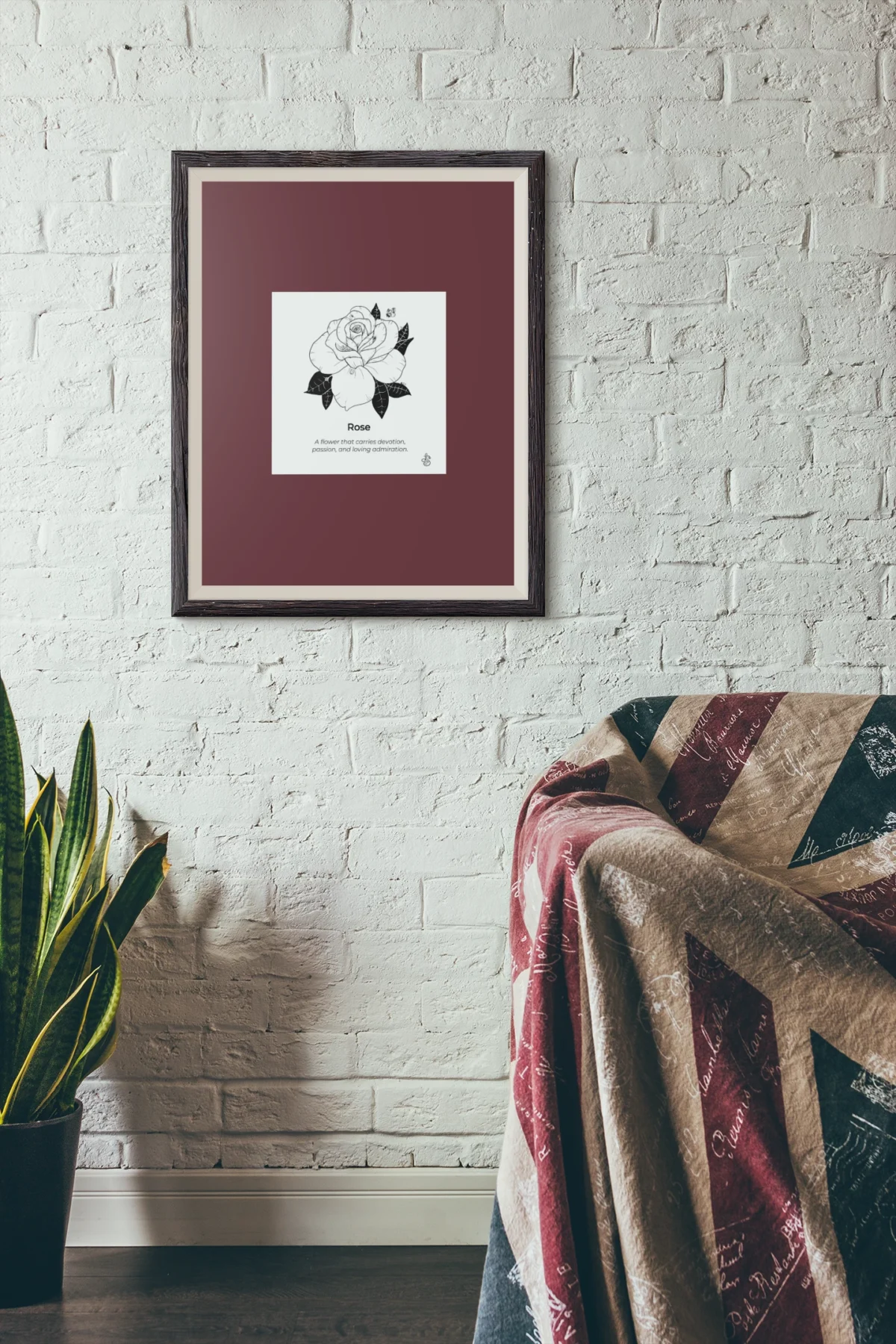 Rose Inspiration | Botanical Line Art Print | Hidden Object Floral Wall Art | 8x8