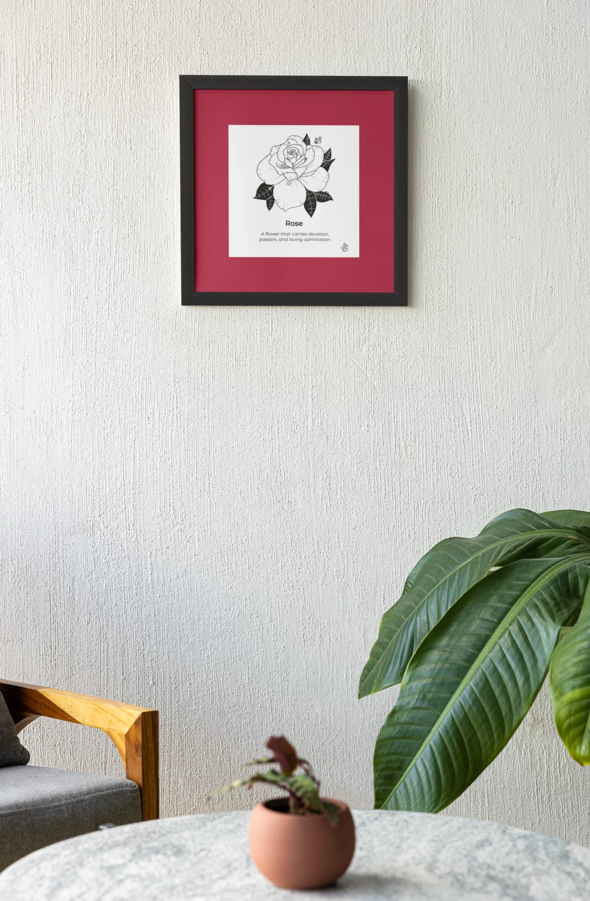 Rose Inspiration | Botanical Line Art Print | Hidden Object Floral Wall Art | 8x8