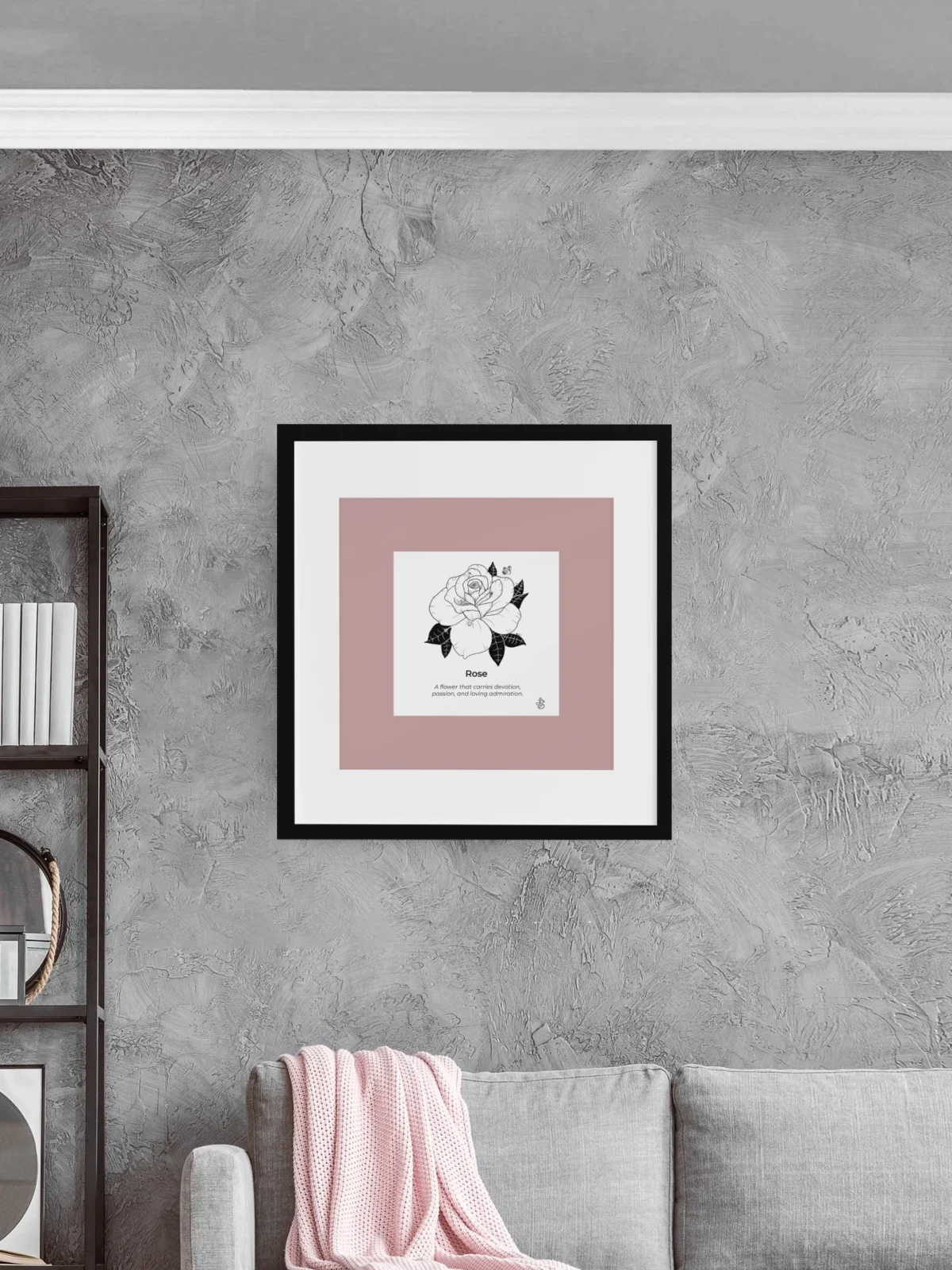 Rose Inspiration | Botanical Line Art Print | Hidden Object Floral Wall Art | 8x8