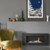 Autumn Before Dawn part of the Vintage Series by Line & Blossom Design framed and matted in a graphite tone on a mantle above a fireplace