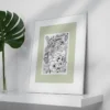 Boldly Blooming by Line & Blossom Design double matted beside a monstera leaf