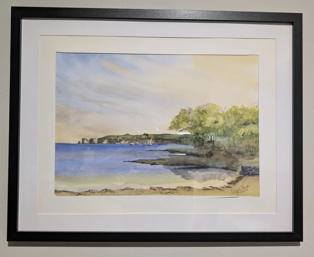 Landscape Painting from a paint-along with Watercolor Artist Oliver Pyle.