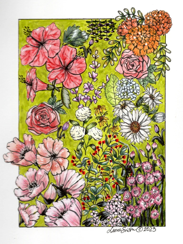 Botanical Collage featuring Tombow markers. By Leona Smith @ Line & Blossom Design