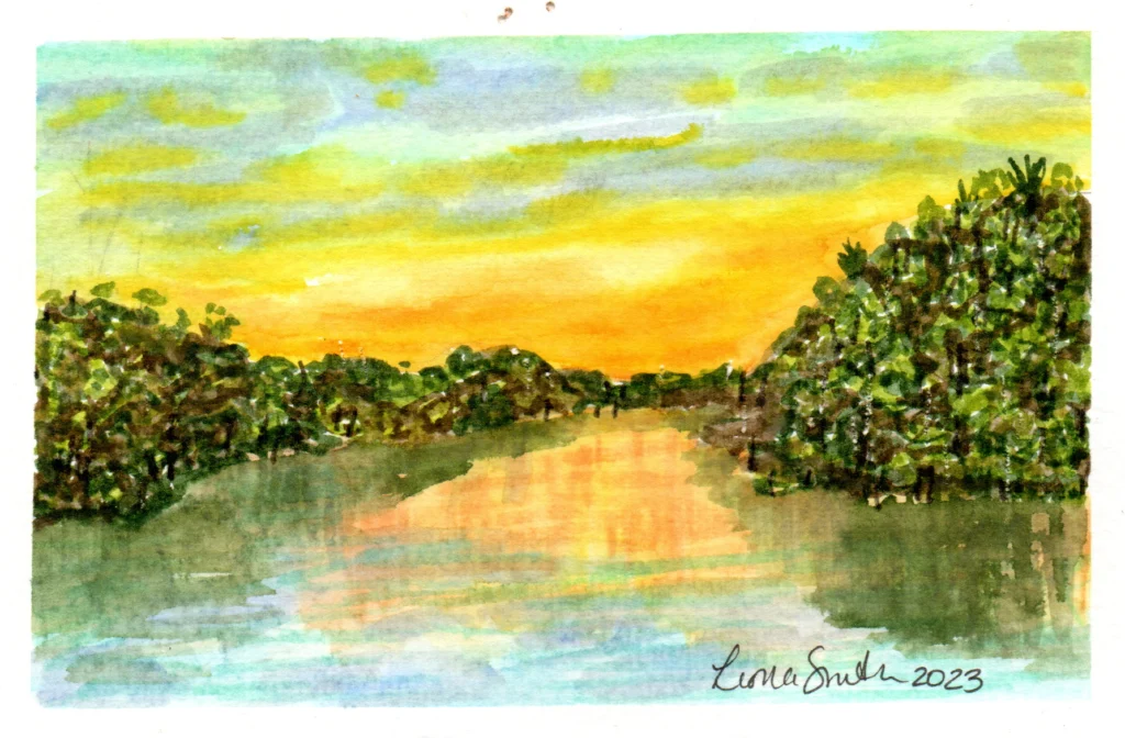 a 6x4 tropical scene by Leona Smith @ Line & Blossom Design