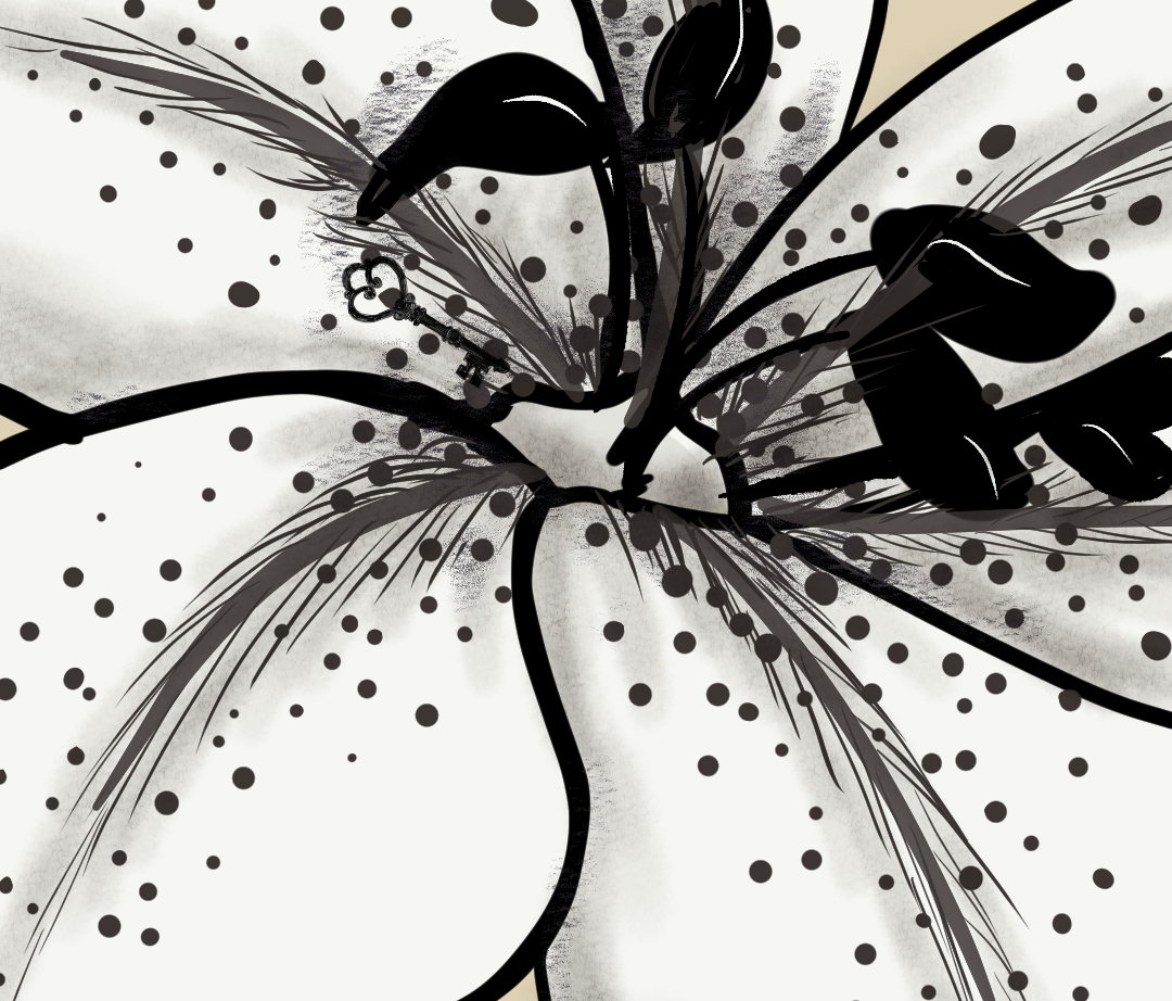 Lily Behind the Veil | Botanical Lily Print | 11x14 Giclée Archival Print | Line & Blossom Design
